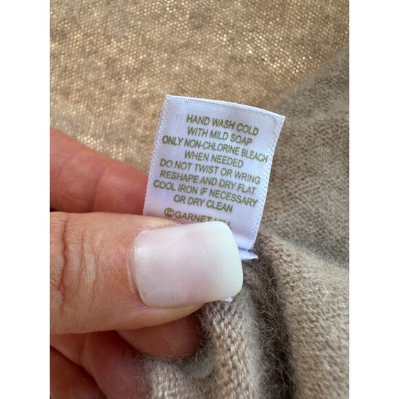 Vintage Garnet Hill XS Taupe Beige Cashmere Open Front Knot Cardigan Sweater - Picture 6 of 9